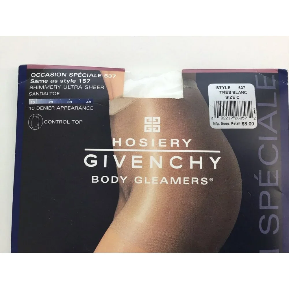 Givenchy Body Gleamers Pantyhose Control Top White Size C Ultra Sheer New